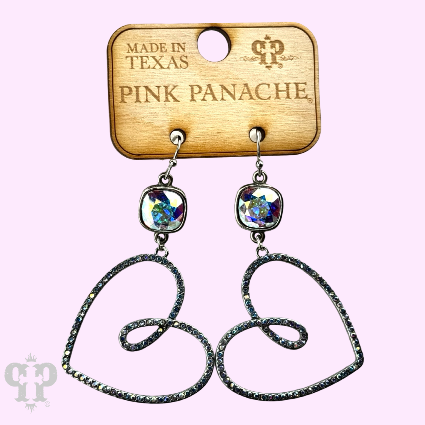 Pave rhinestone heart earring, Austrian crystal