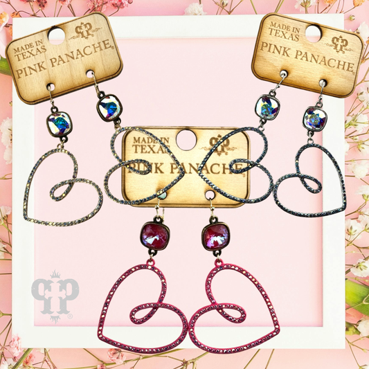 Pave rhinestone heart earring, Austrian crystal