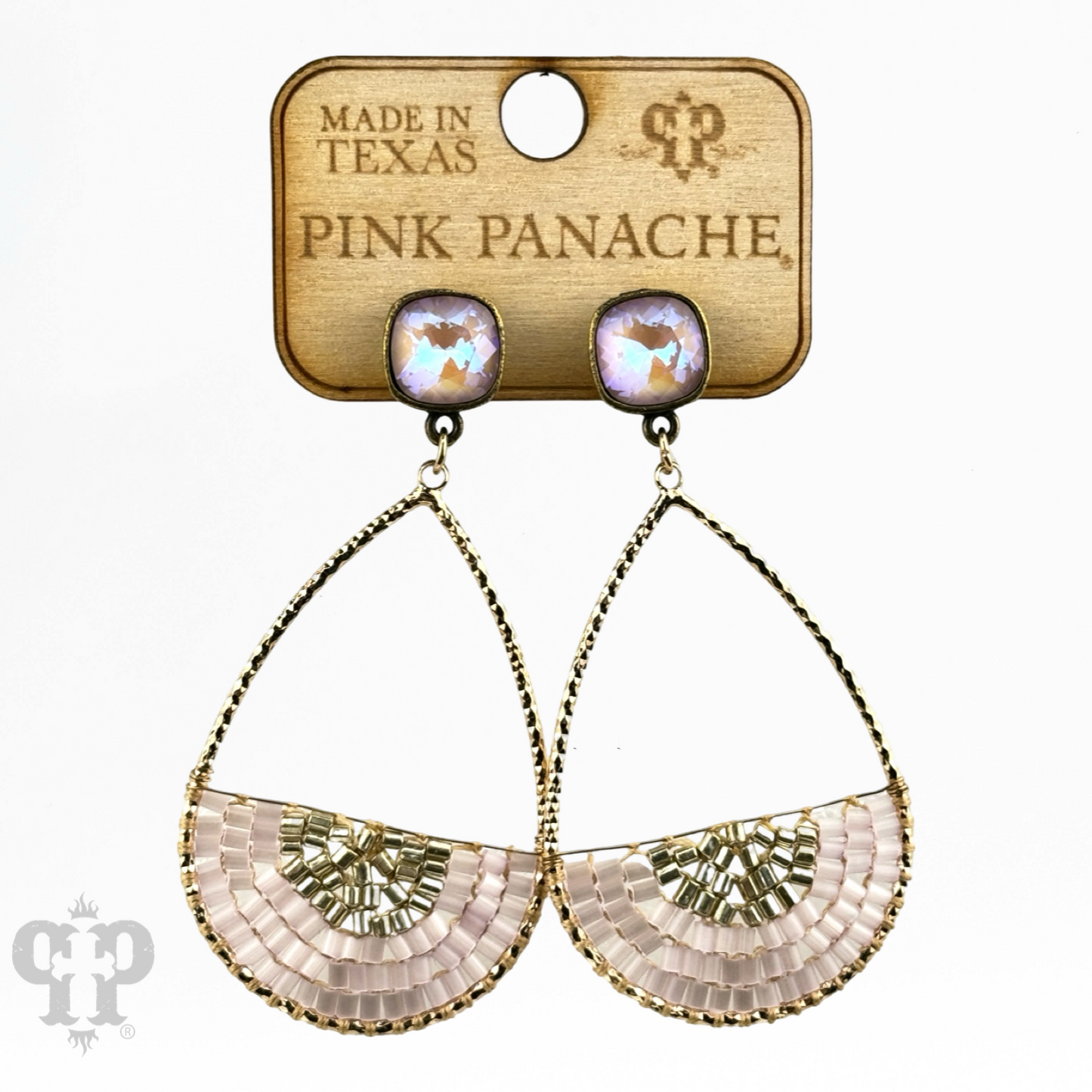 Iridescent bead teardrop earring, Austrian crystal