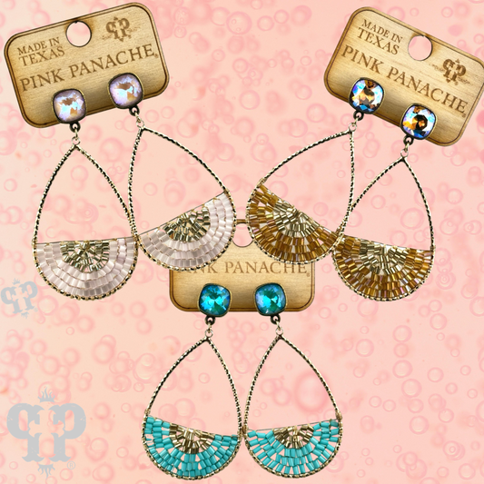Iridescent bead teardrop earring, Austrian crystal