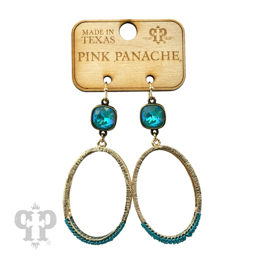 Double side oval earring, Austrian crystal