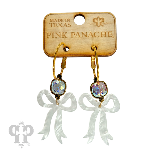 Acrylic bow earring, Austrian crystal