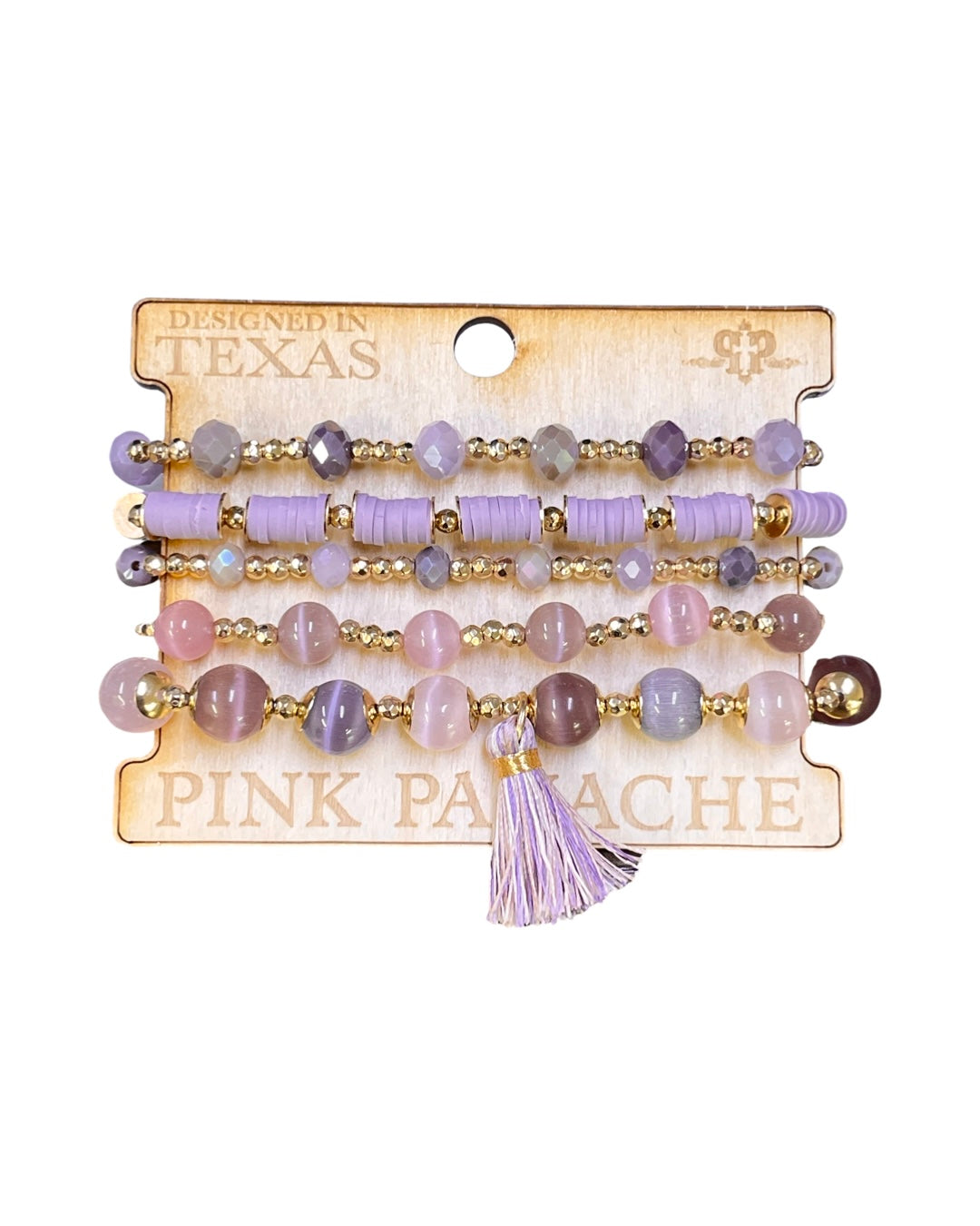 Mixed bead bracelet set with tassel