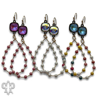 Iridescent teardrop earring with crystals from Swarovski®- LC