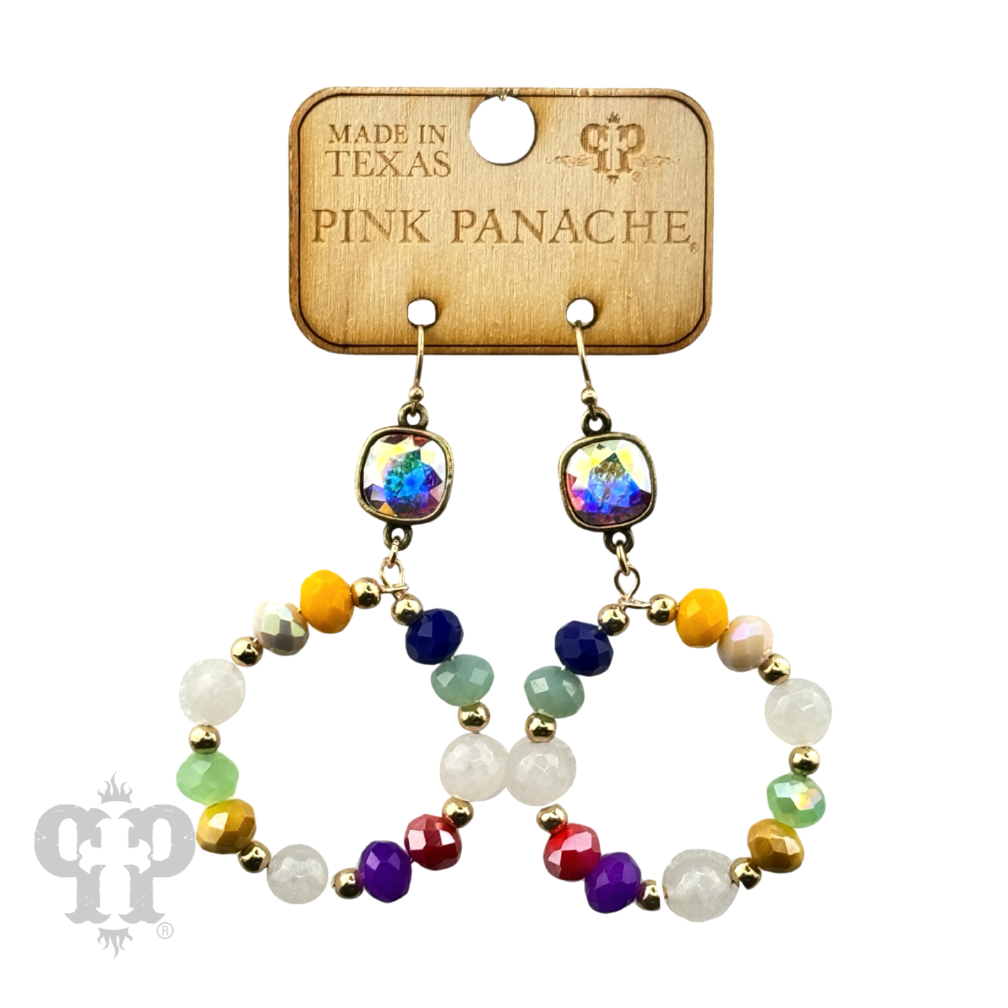 Multi-color bead circle earring, Austrian crystal