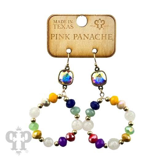 Multi-color bead circle earring, Austrian crystal