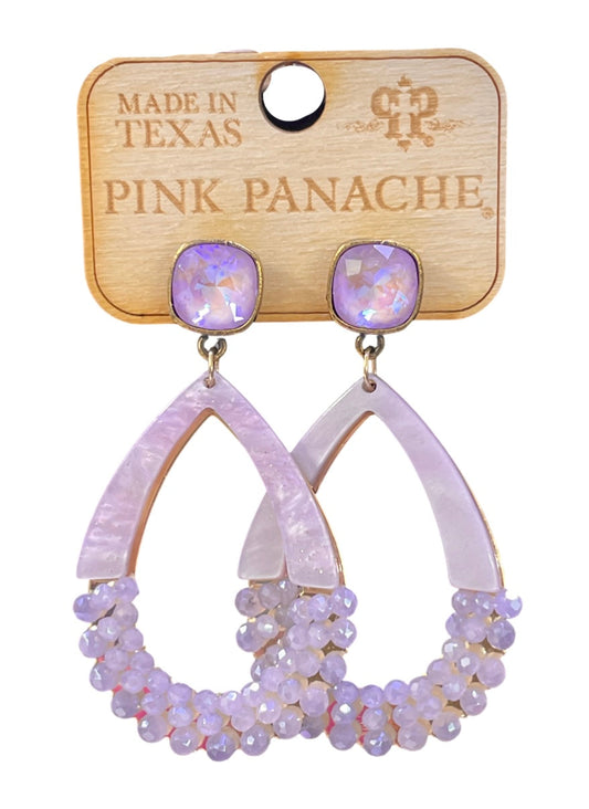 Acrylic teardrop with matching beads earring and Austrian crystal