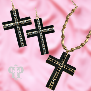 Rhinestone cross earring