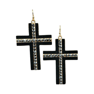 Rhinestone cross earring