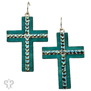 Rhinestone cross earring