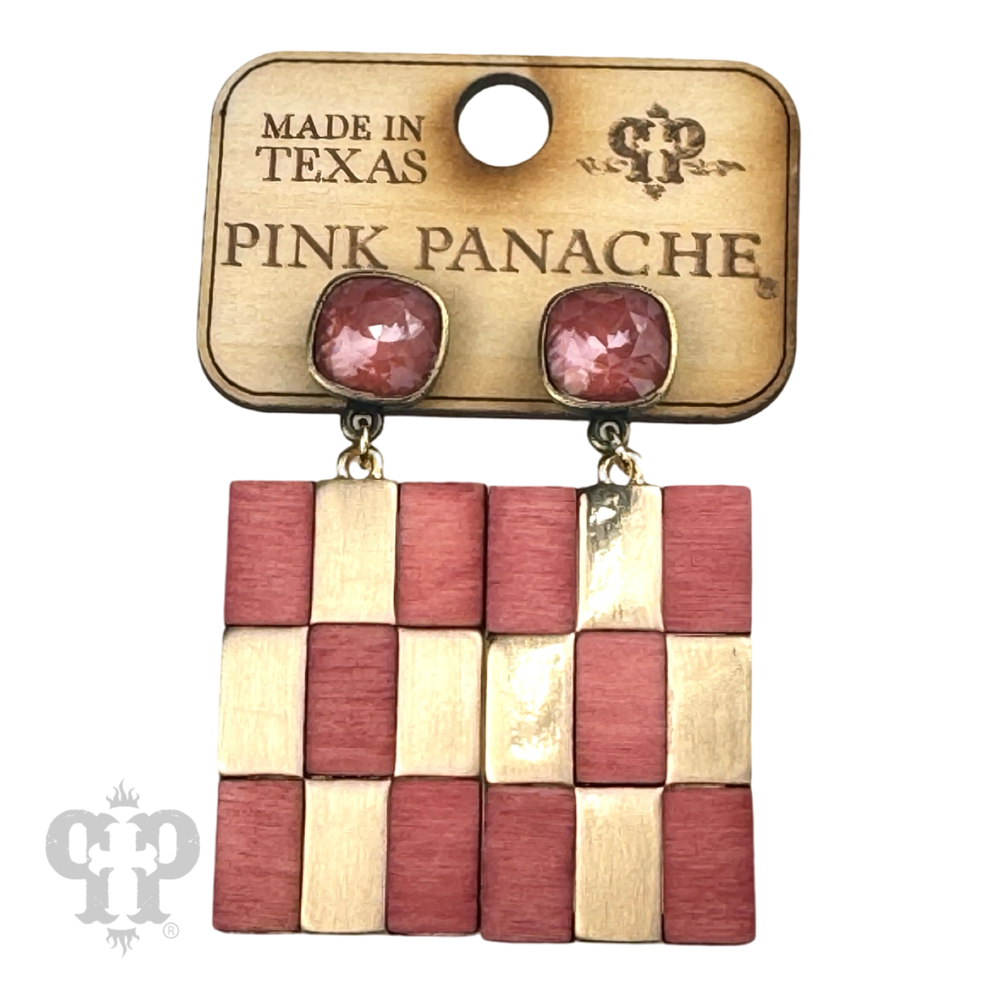 Checkerboard pattern dangle earring with Austrian crystal