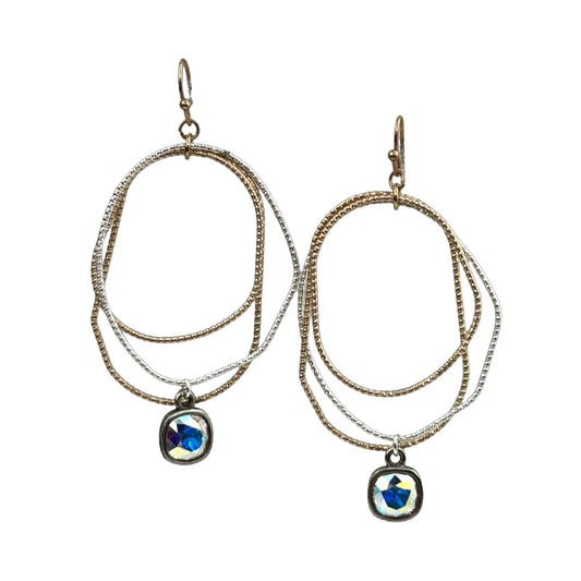 Freeform oval earring, Austrian crystal