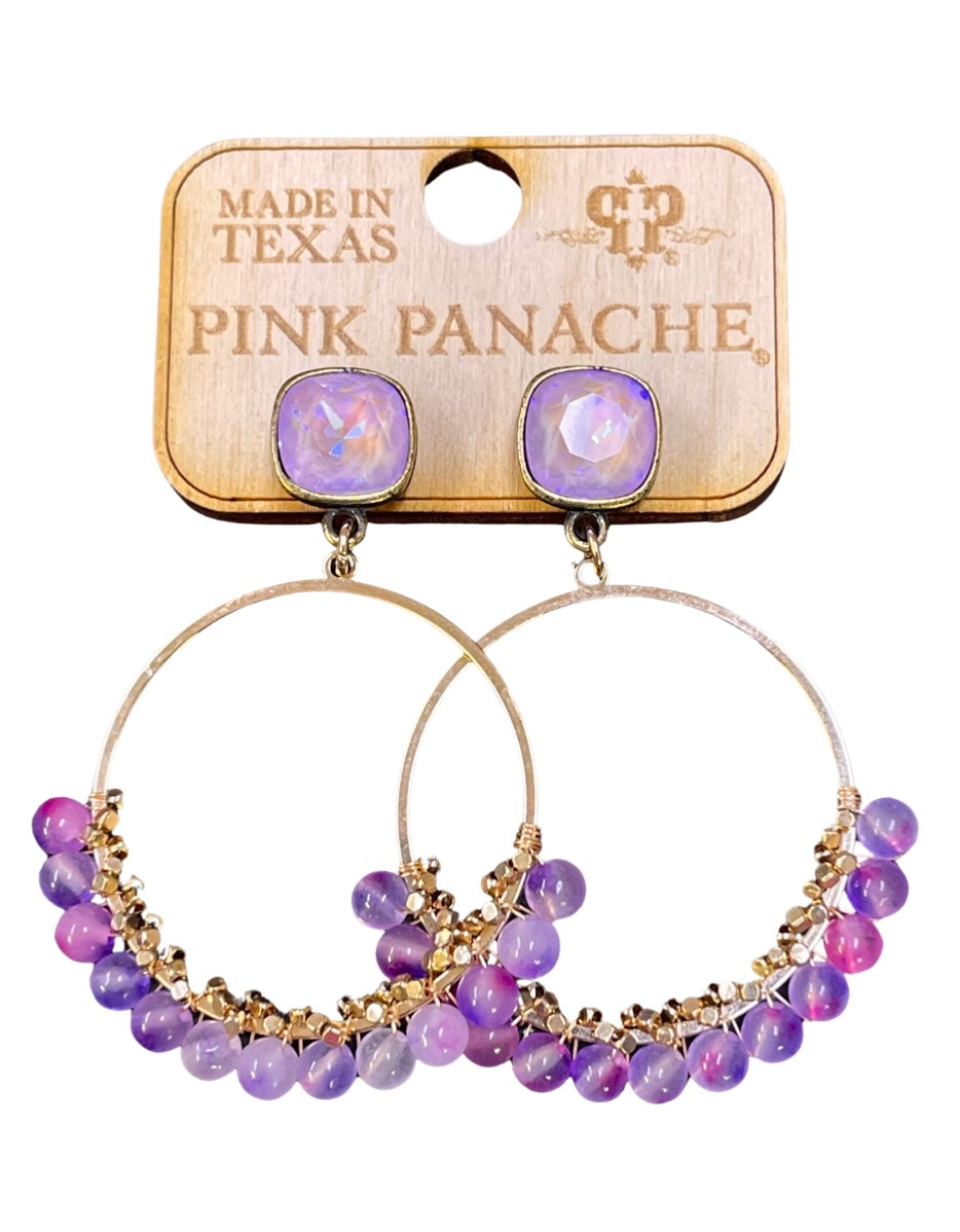 Purple bead circle earring, Austrian crystal