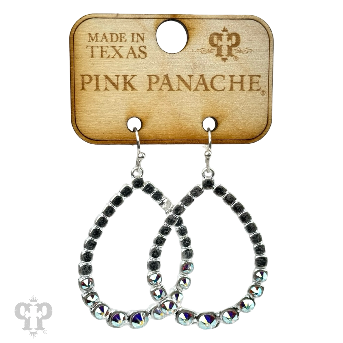 Matte finish teardrop earring, Austrian crystals