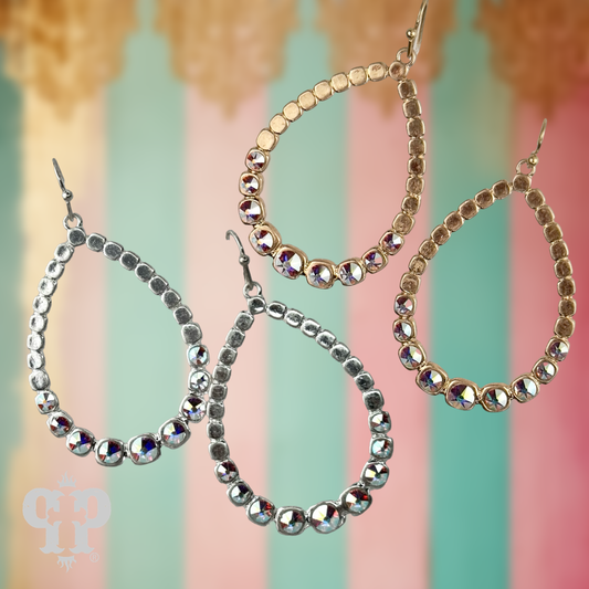Matte finish teardrop earring, Austrian crystals