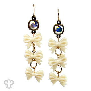 Acrylic triple bow earring, Austrian crystal