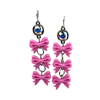 Acrylic triple bow earring, Austrian crystal