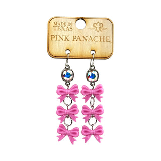 Acrylic triple bow earring, Austrian crystal