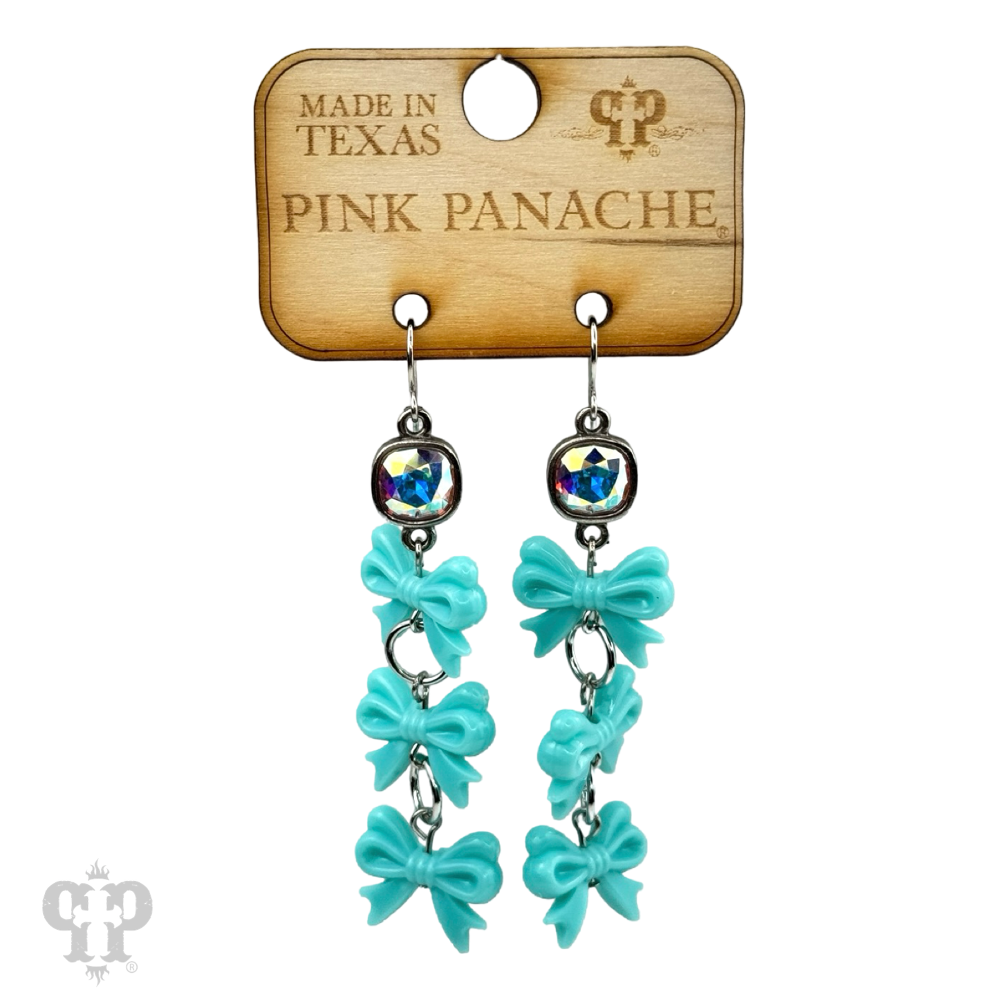 Acrylic triple bow earring, Austrian crystal