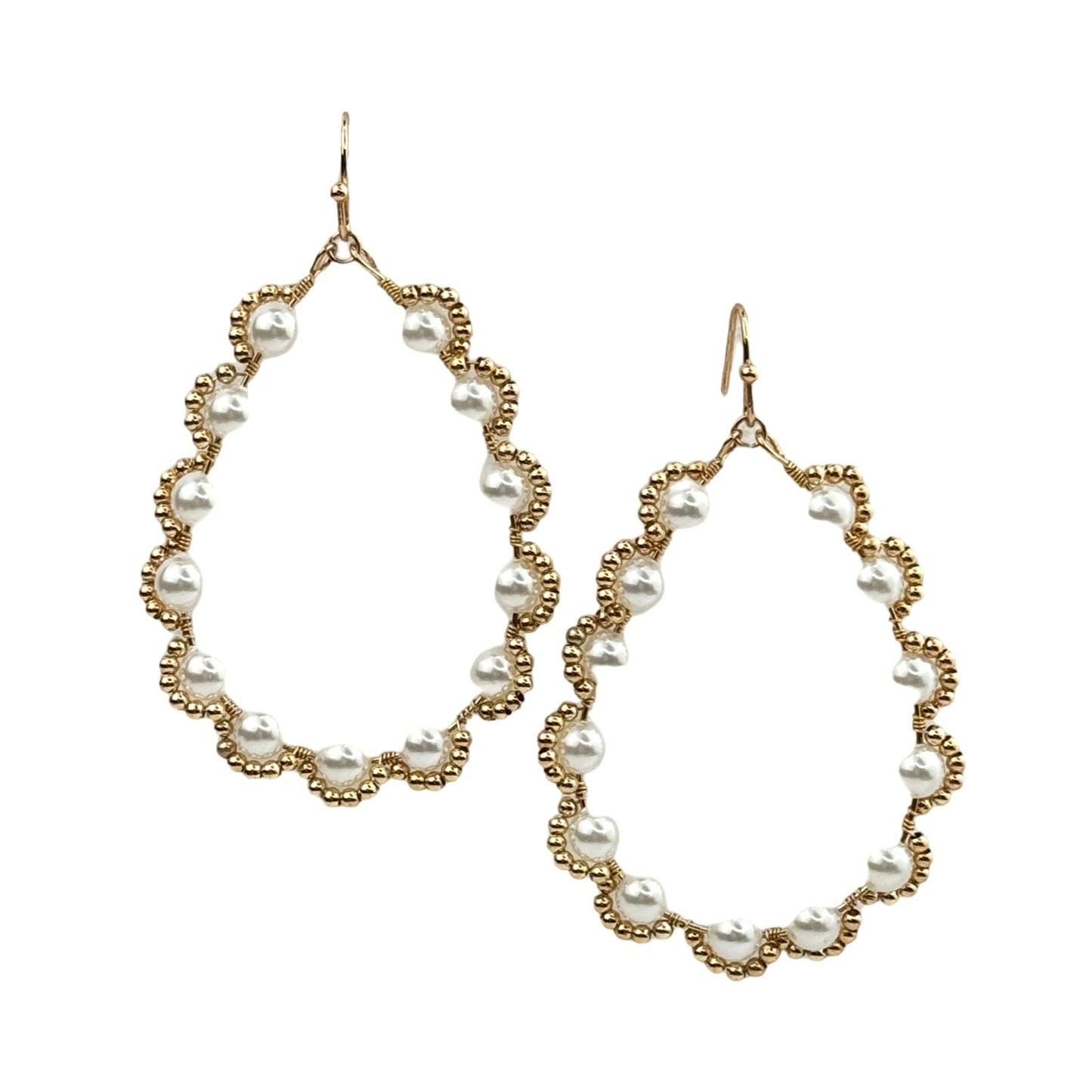 Wire wrapped pearl teardrop earring