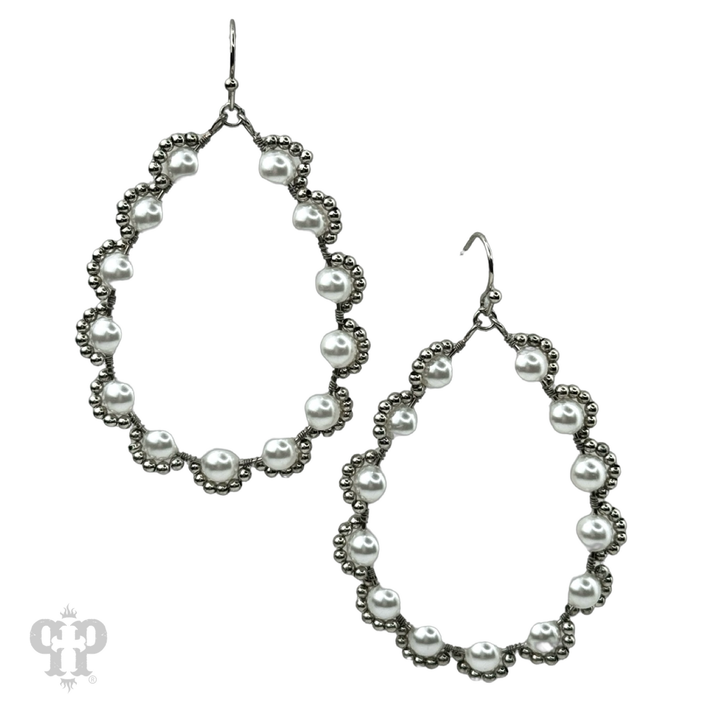 Wire wrapped pearl teardrop earring