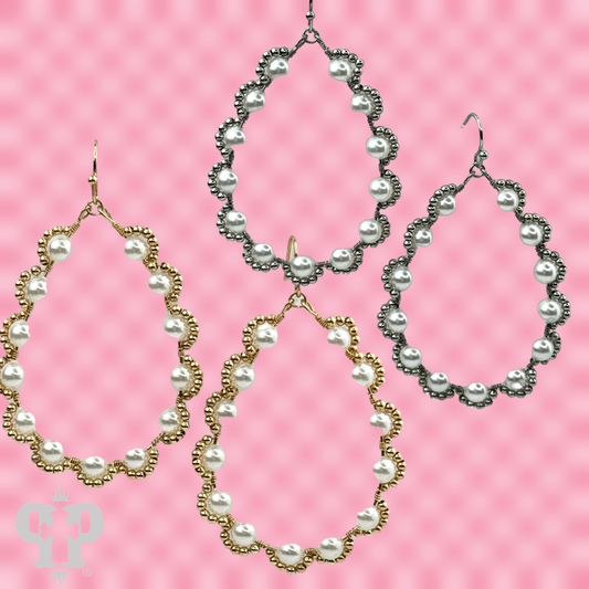 Wire wrapped pearl teardrop earring