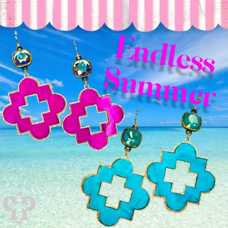 Bright color clover shape earring, Austrian crystal