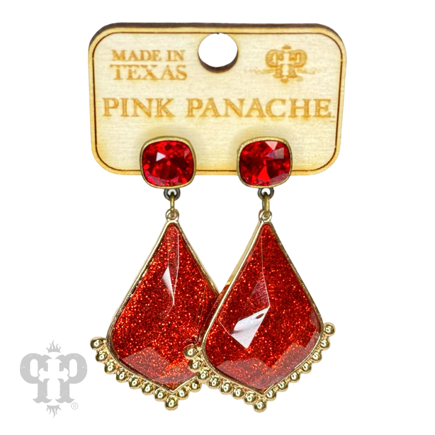 Red diamond teardrop earring, Austrian crystal