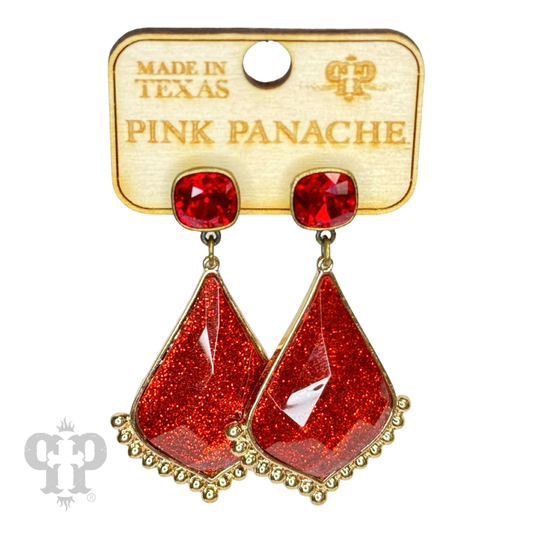 Red diamond teardrop earring, Austrian crystal