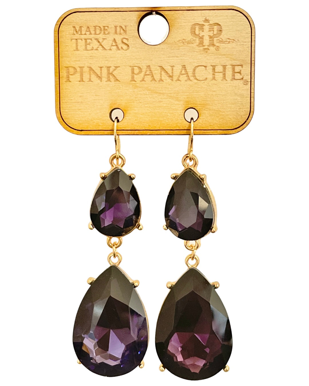 Deep purple double teardrop earring