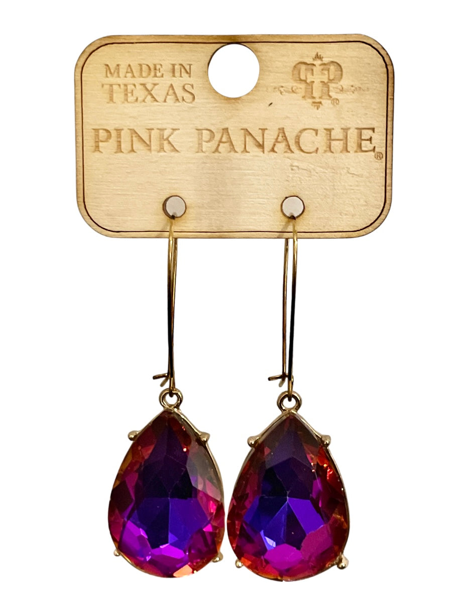 Large teardrop rhinestone charm earring