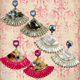 Acrylic fan earring with Austrian crystal