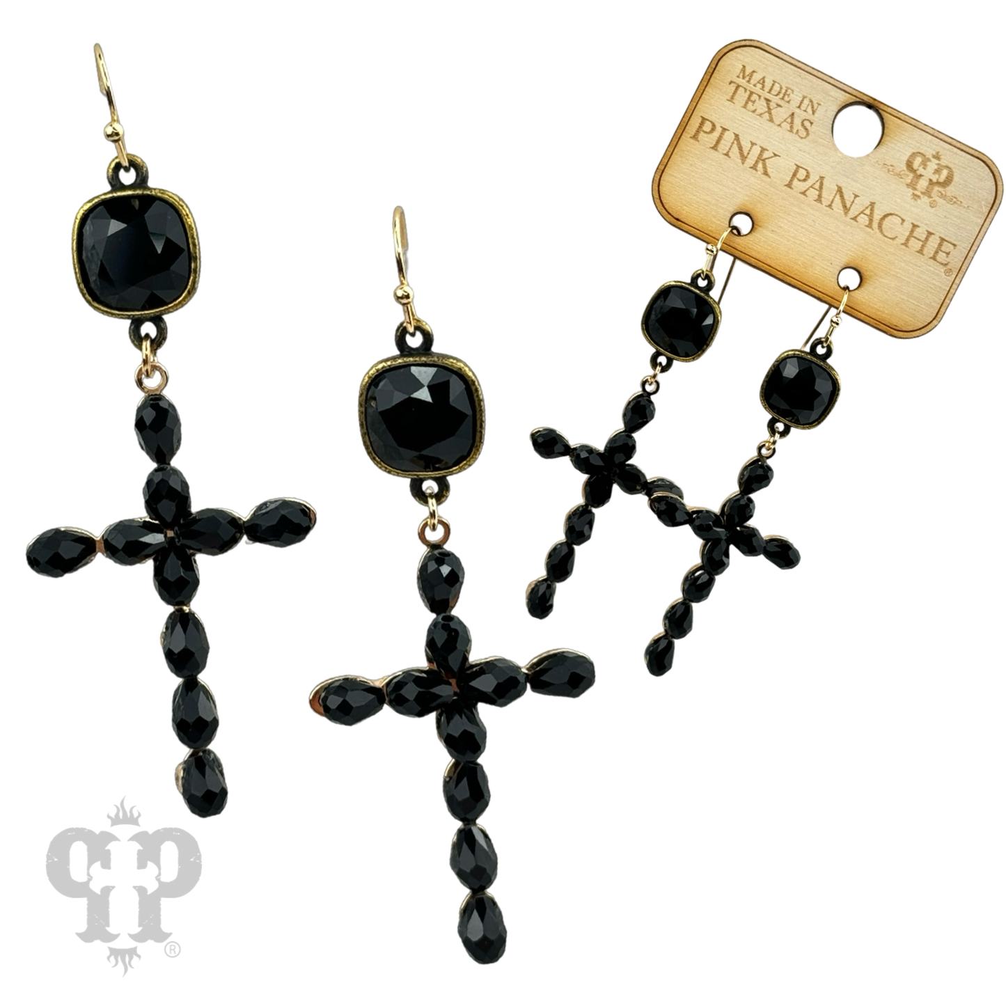 Beaded cross earring, Austrian crystal