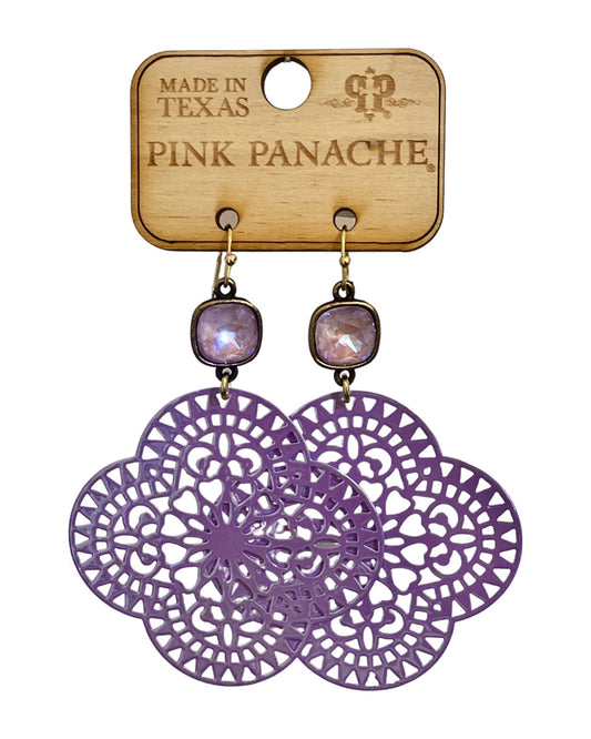 Purple lace clover earring, Austrian crystal