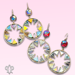 Triangle bead circular dangle earring with Austrian crystal