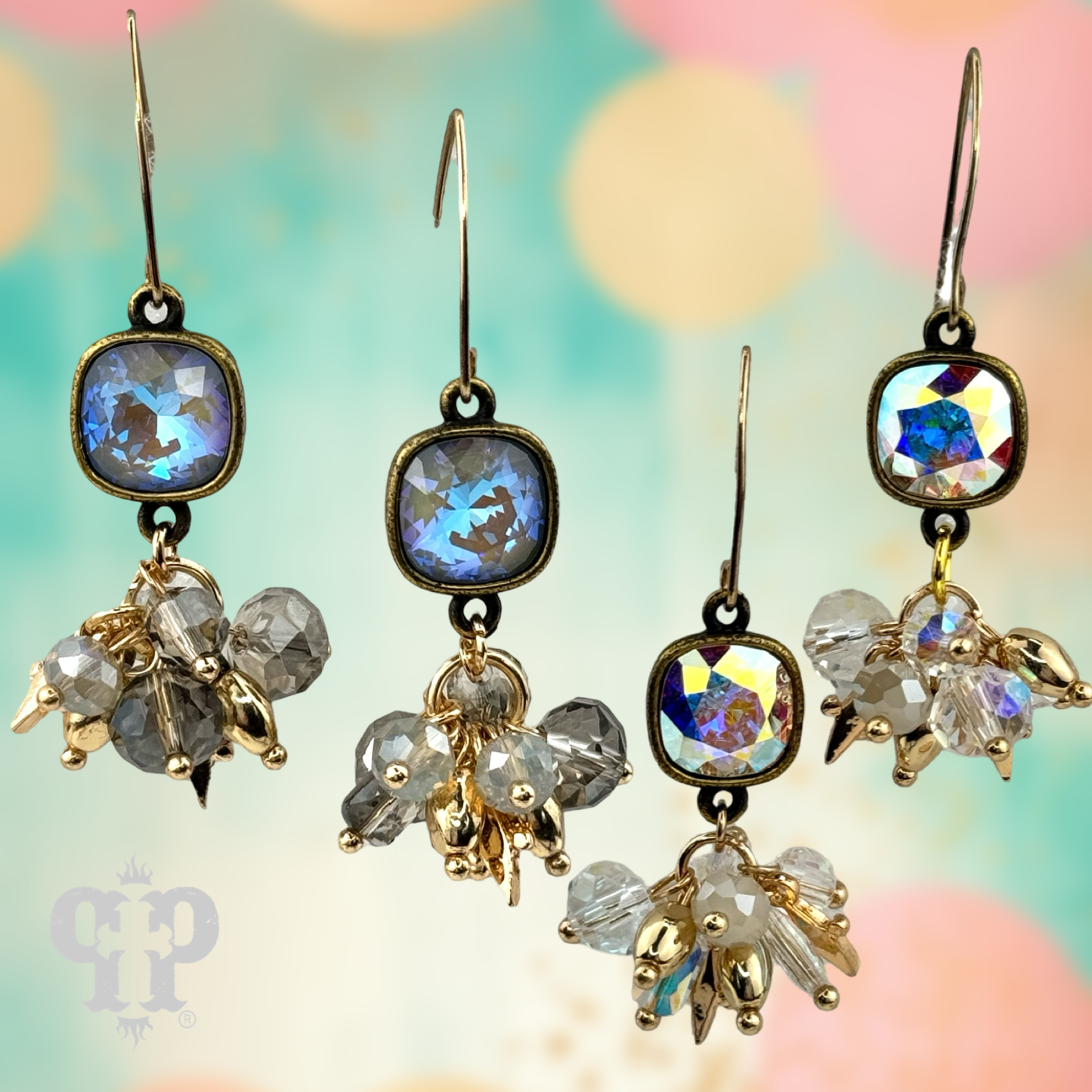 Bead cluster dangle earring with Austrian crystal