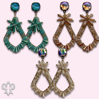 Flute beaded teardrop earring with crystals from Swarovski®- LC