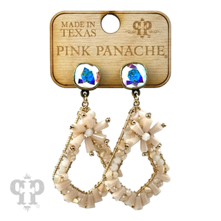 Flute beaded teardrop earring with Austrian crystal