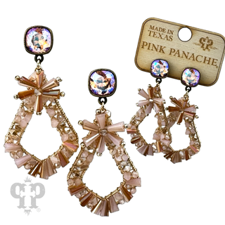 Flute beaded teardrop earring with Austrian crystal