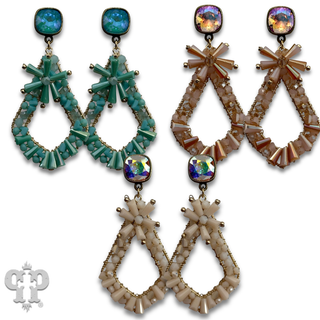 Flute beaded teardrop earring with crystals from Swarovski®- LC