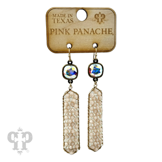 Bead wrapped hexagon dangle earring with Austrian crystal