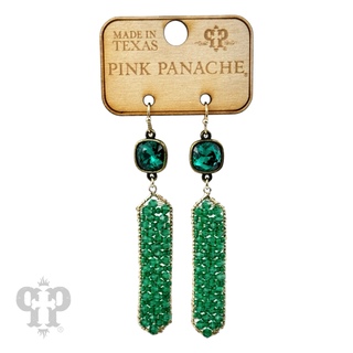 Bead wrapped hexagon dangle earring with Austrian crystal