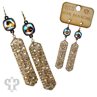 Bead wrapped hexagon dangle earring with Austrian crystal