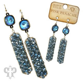 Bead wrapped hexagon dangle earring with Austrian crystal