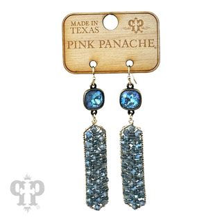 Bead wrapped hexagon dangle earring with Austrian crystal