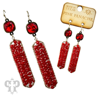Bead wrapped hexagon dangle earring with Austrian crystal