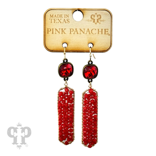 Bead wrapped hexagon dangle earring with Austrian crystal