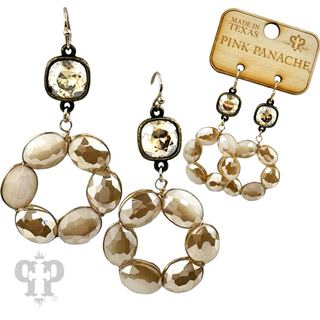 Faceted oval bead dangle earring with Austrian crystal