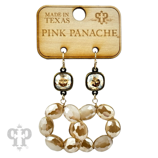 Faceted oval bead dangle earring with Austrian crystal