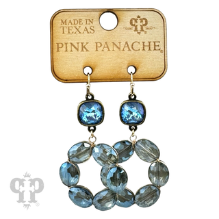 Faceted oval bead dangle earring with Austrian crystal